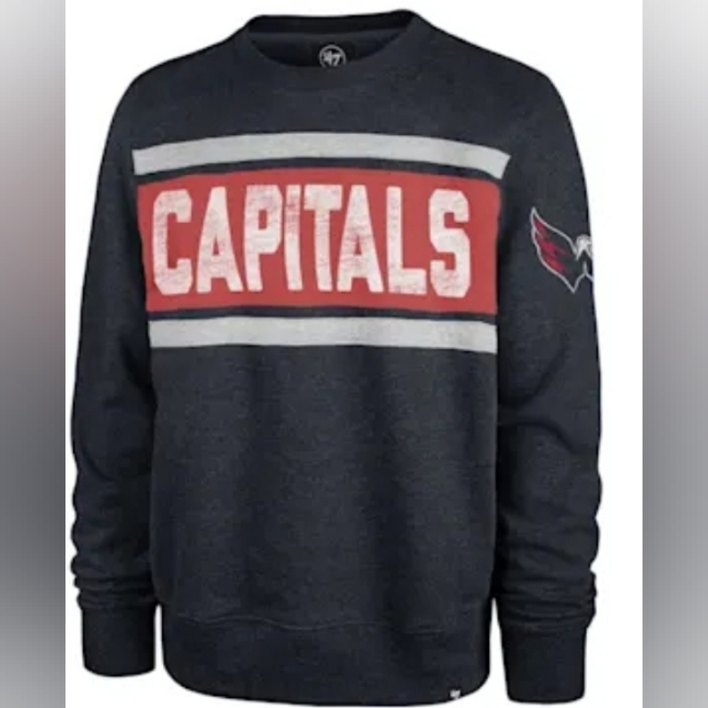 New Washington Capitals NHL By 47 Brand, NWT Navy and Red Mens Sweater Medium/L